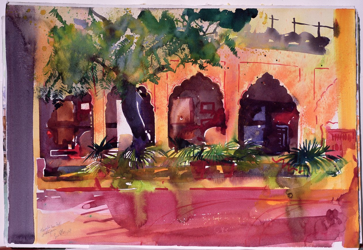 Haveli Inn Pal Jodphur, 2007 （紙に水彩画） 作： サイモン・フレッチャー
