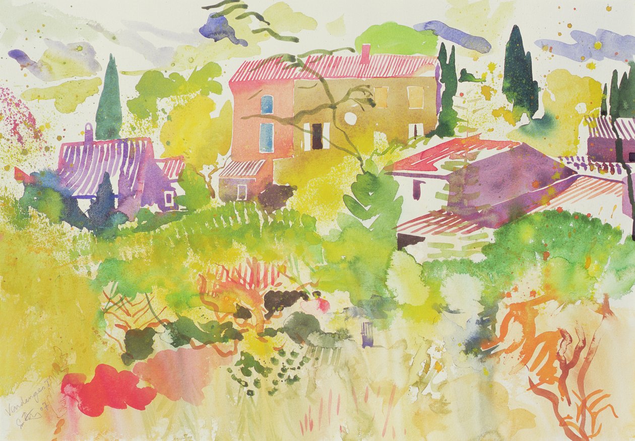 ヴァンダンジュ I, 2007 （水彩画） 作： サイモン・フレッチャー