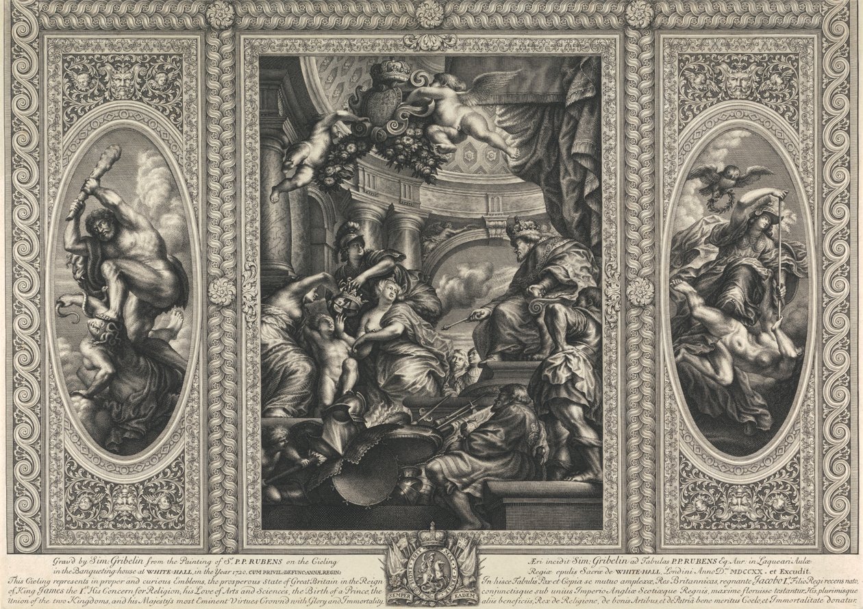 O teto da Banqueting House em Whitehall: A União das Coroas da Inglaterra e Escócia 作： サイモン・グリベリン