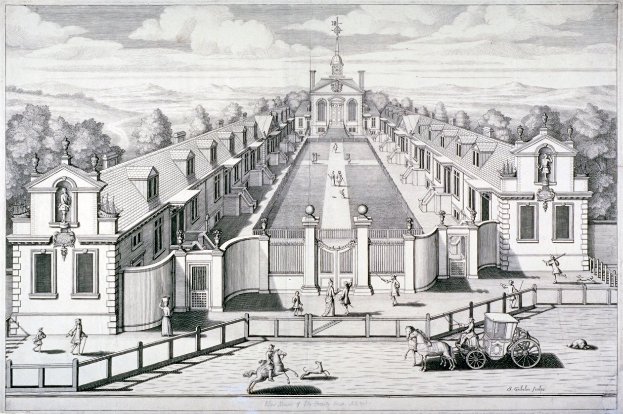 Trinity Almshouses、Mile End Road、Stepney、London、1696。 作： サイモン・グリベリン