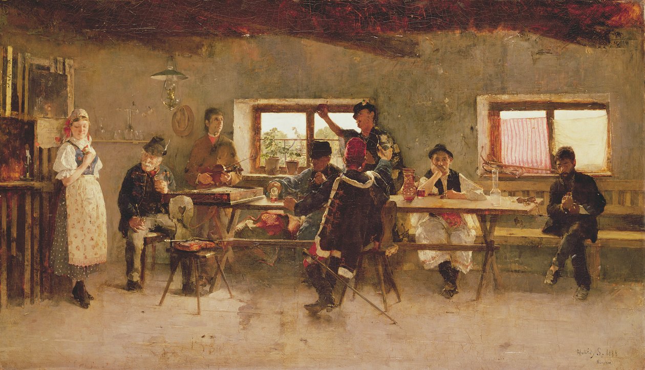パブの飲み騒ぐ人、1888 作： サイモン・ホロシー