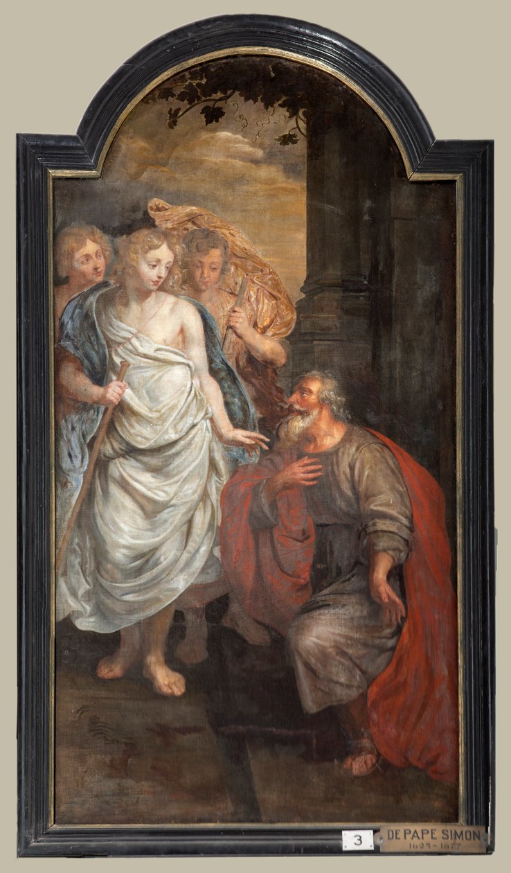 教区教会 (Sint-Walburgakerk)。 絵画、トリプティク。 シモン・ド・パプ(?)。 キリスト教徒の奴隷をトルコ人に償還する。 作： サイモン2世デパペ