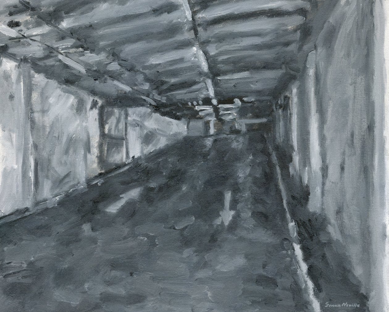 駐車場内部 No 11, 2023（キャンバスに油彩） 作： サイモン・ネビル