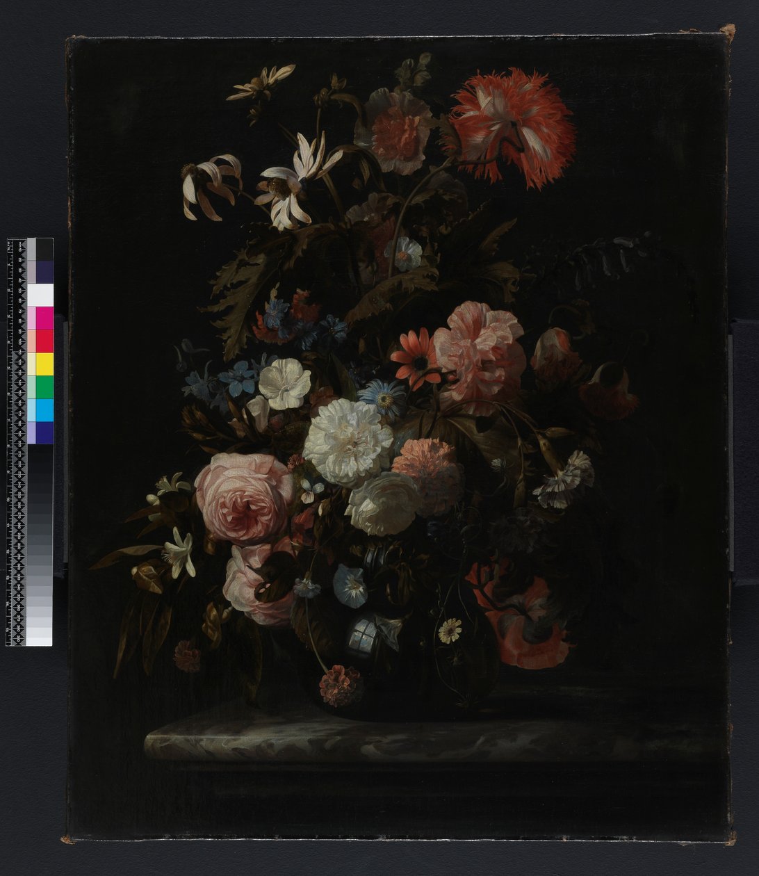 花のグループ、1721年以前（キャンバスに油彩） 作： サイモン・ピーテルズ・フェルスト