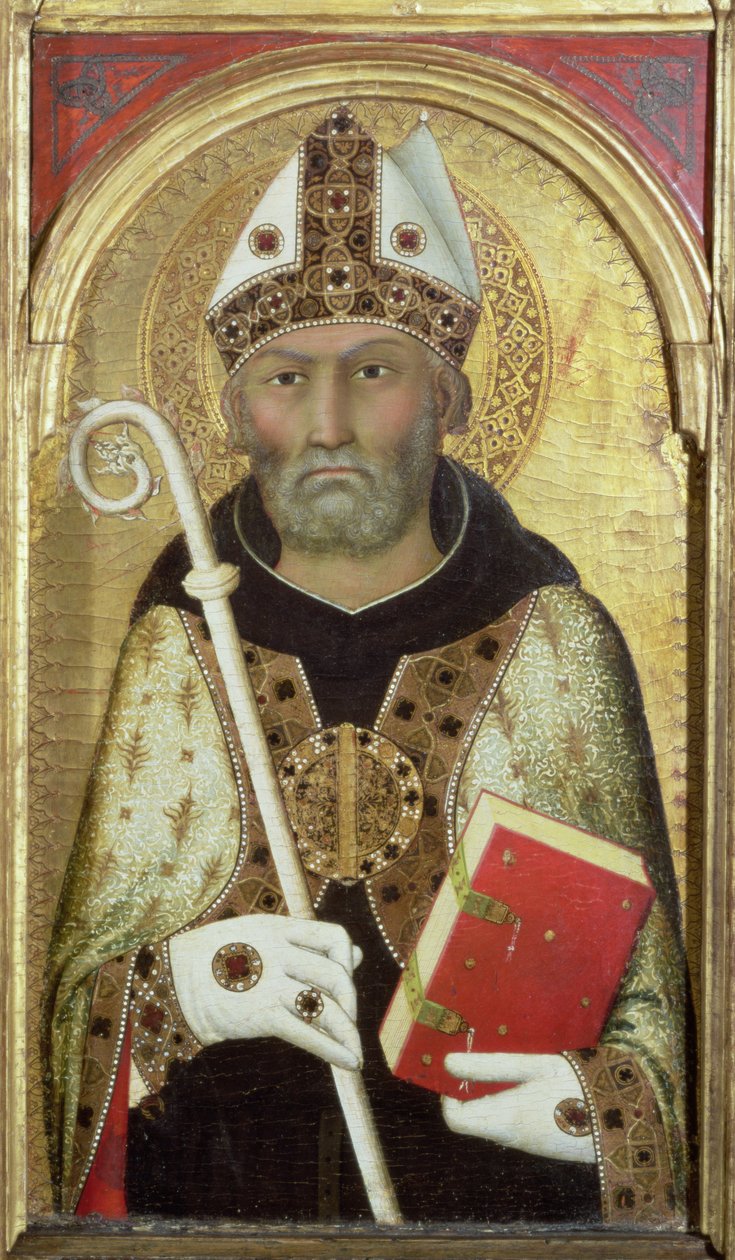 聖アウグスティヌス、1319年頃（パネルに金を施したテンペラ）（58835の詳細） 作： シモーネ・マルティーニ