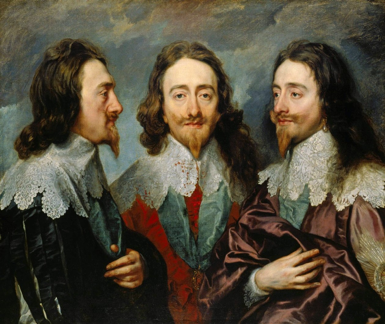 チャールズ1世、イングランド王、1600年から1649年、「スリーアングルズ・ザ・トリプル・ポートレート」、1636年より。 作： アンソニー・ヴァン・ダイク卿