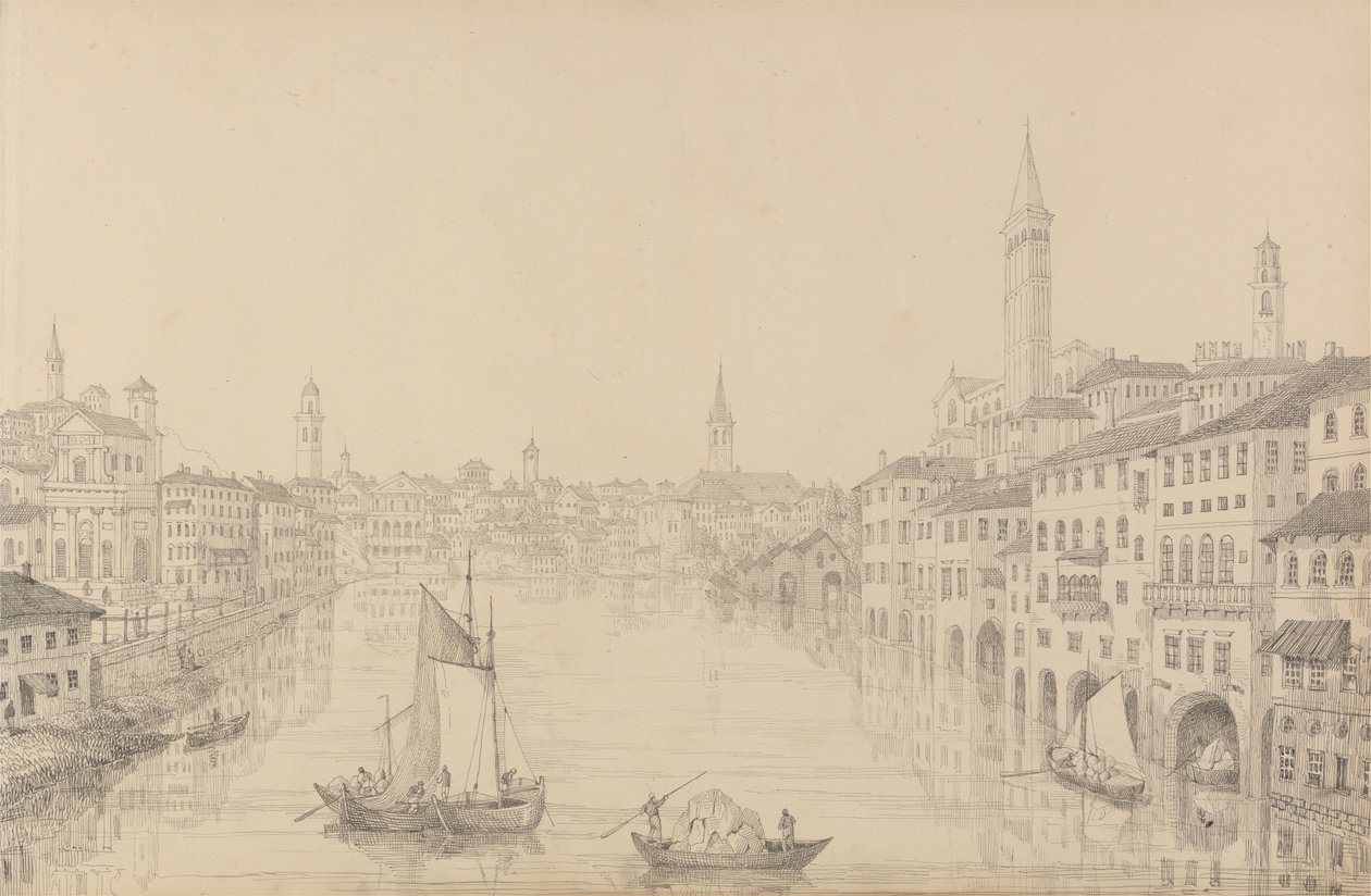 30 katselukertaa sisältävä albumi Tirolissa ja Italiassa: Veronan kaupunki sillalta, 1. marraskuuta 1840 作： チャールズ・ドイリー卿