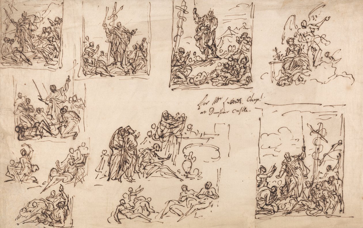 Moses and the Brazen Serpent - Suunnittelu Dunsterin linnan kappelille 作： ジェームズソーンヒル卿