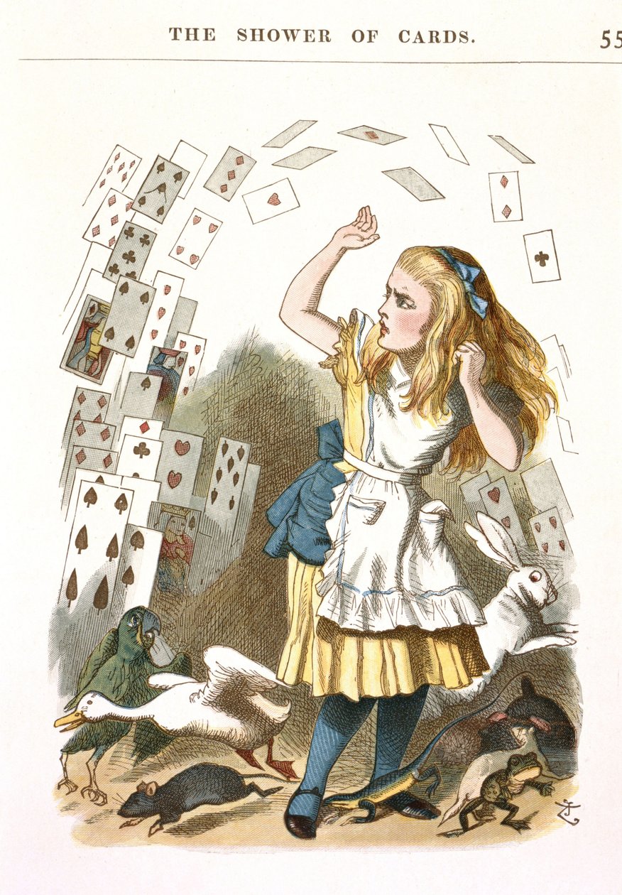 カードのシャワー。 L.キャロルによる不思議の国のアリスのイラスト、1890 作： ジョン・テニエルir