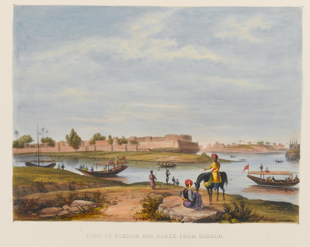 Sukkur の Bukkur と Roree の砦 作： キース・ア・ジャクソン卿
