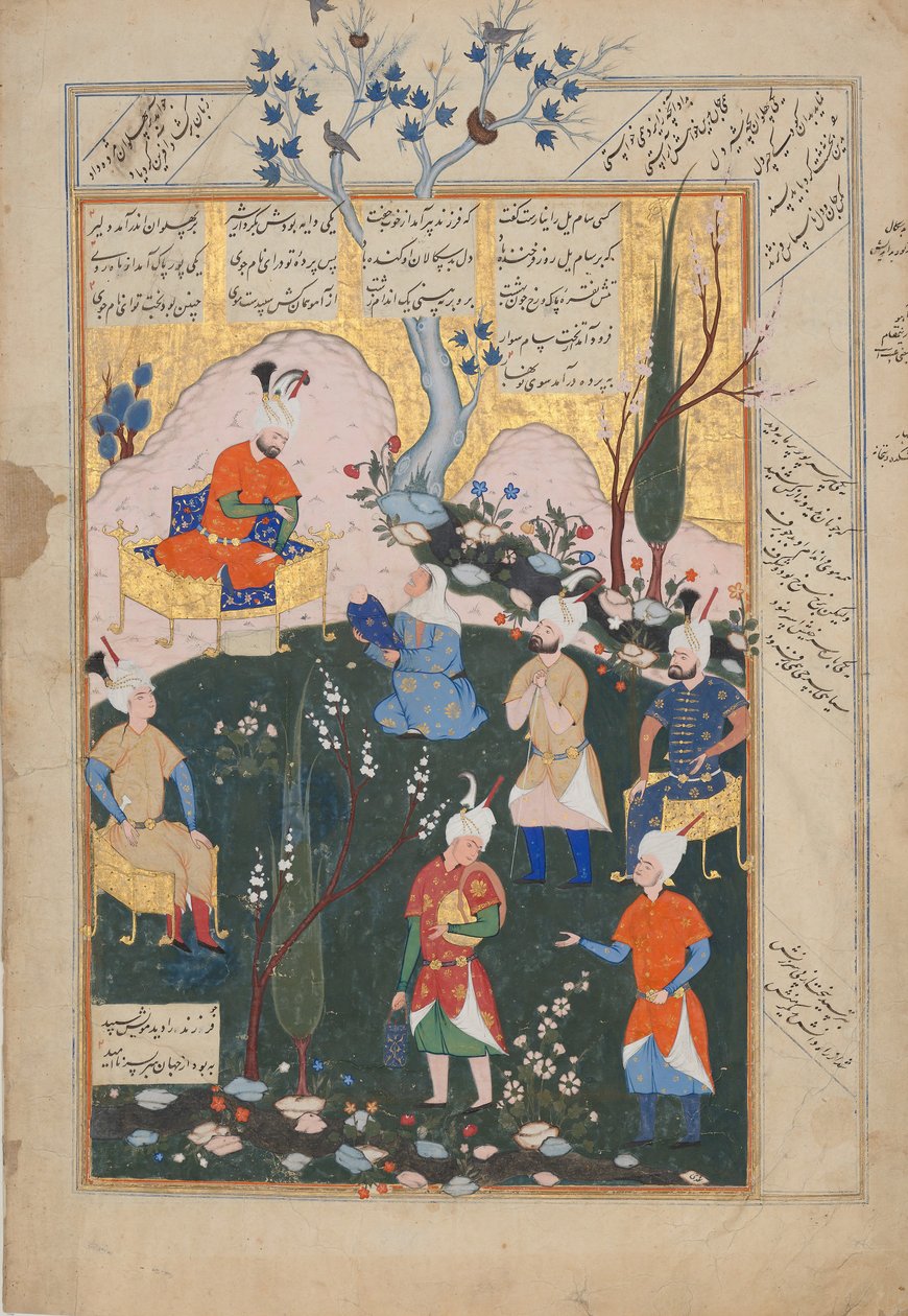 Zal の誕生、Shahnama Book of Kings のフォリオ、1576-77 年。 作： Siyavush