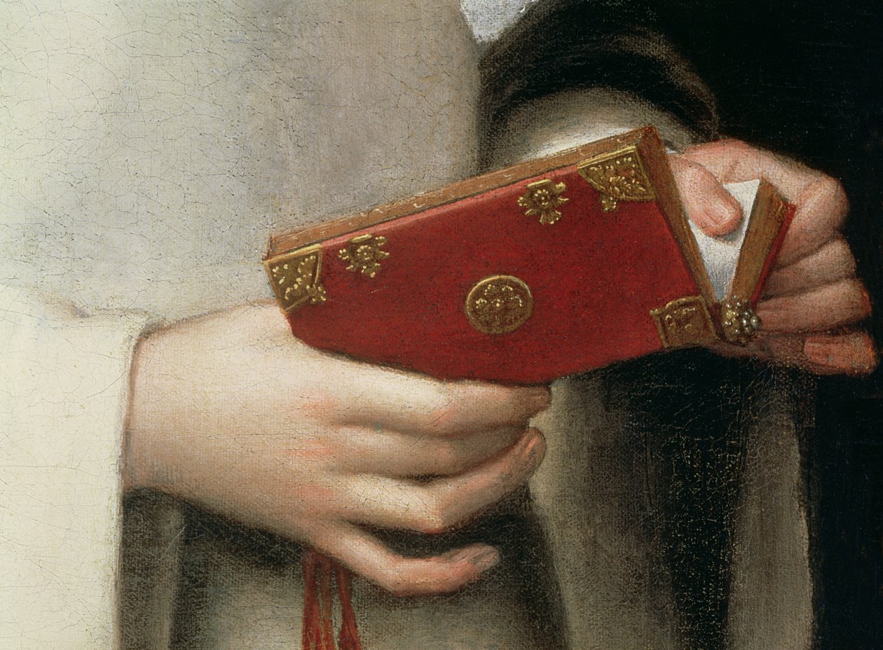 修道女の服装の芸術家の妹の肖像画、彼女の祈りの本の詳細（79749の詳細） 作： ソフォニスバアンギッソラ