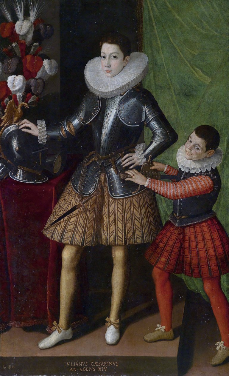 ジュリアーノ・チェザリーニ（イノーレ）（1466-1510）、14歳 - ソフォニスバ・アングイッソラ（約1532-1625）の絵画 - 1586年頃 - 油彩・キャンバス - 186x115 - 個人蔵 作： ソフォニスバアンギッソラ