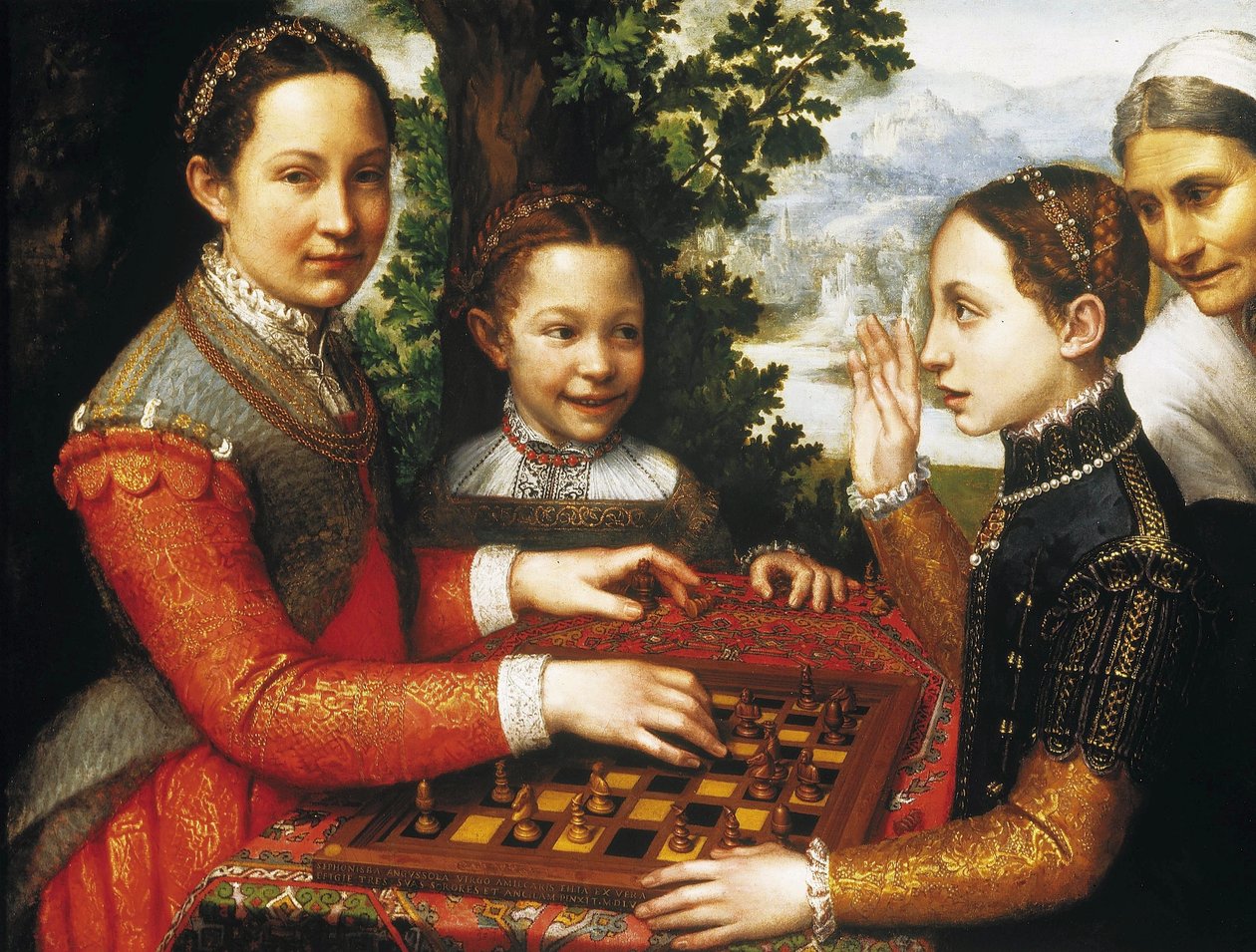 チェス・ゲーム（チェスをしている姉妹の肖像画）。 作： ソフォニスバアンギッソラ