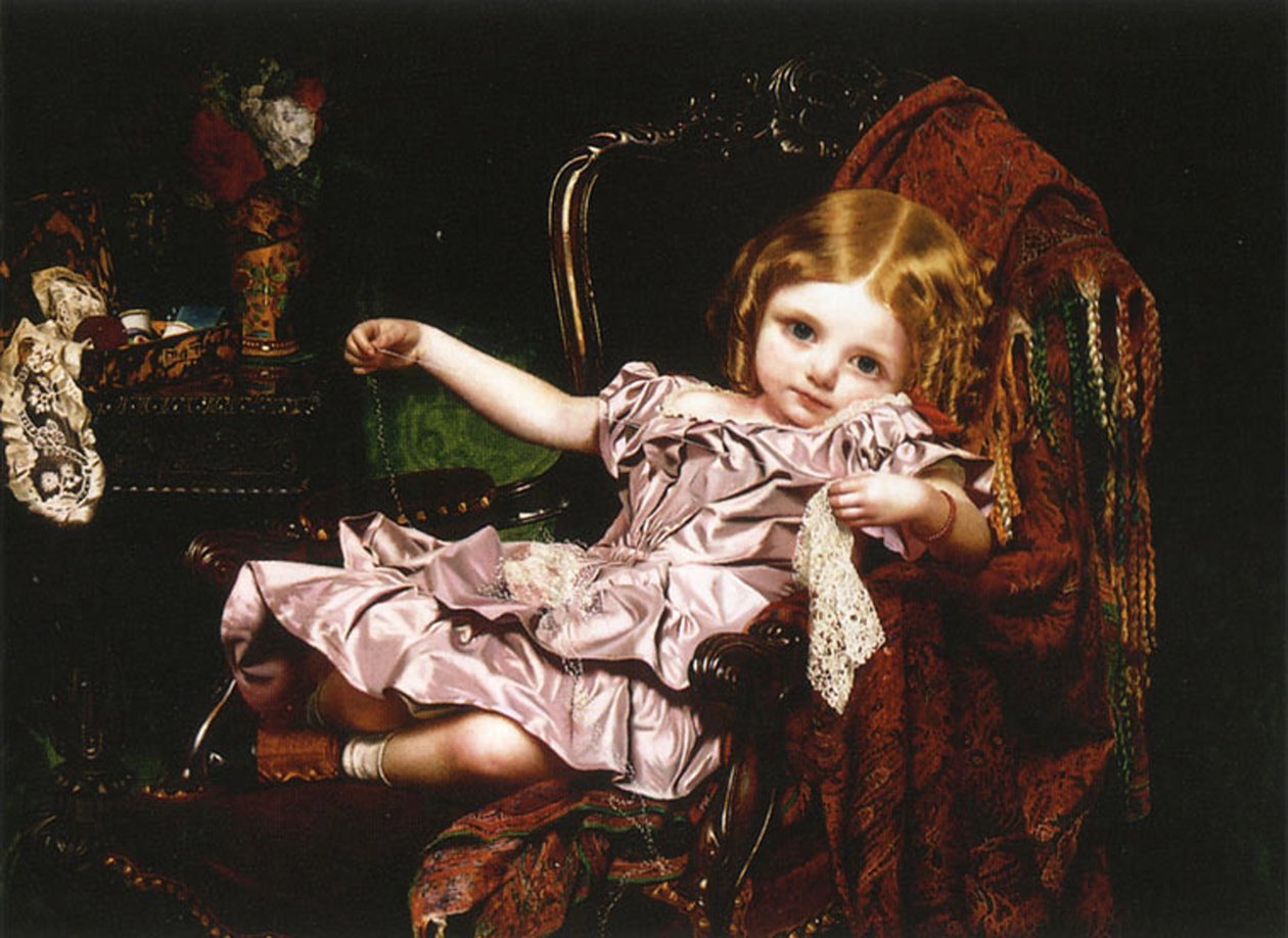 肘掛け椅子の少女、1850年頃 作： ソフィー・ゲンゲンブレ・アンダーソン