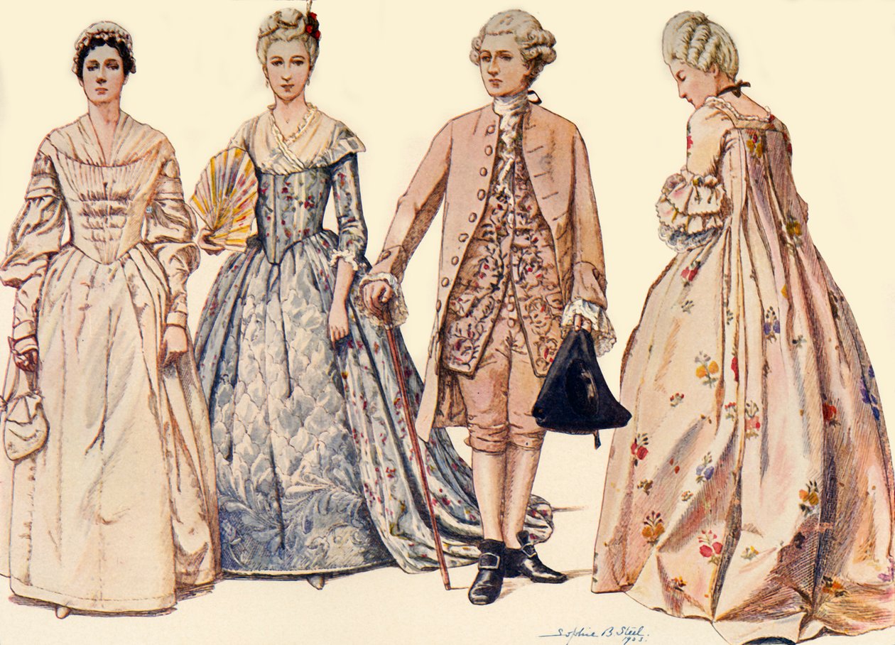 ジョージ2世の統治時代の服1750〜1760年、1903年、1937年。 作： ソフィー・B・スティール