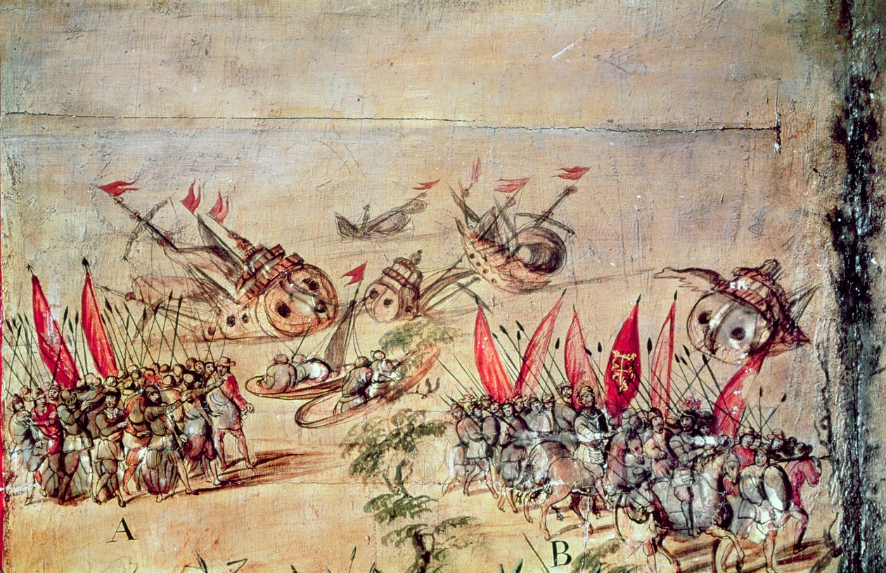 コルテスが艦隊をメキシコ沖に沈めた、1518年 作： スペイン語学校