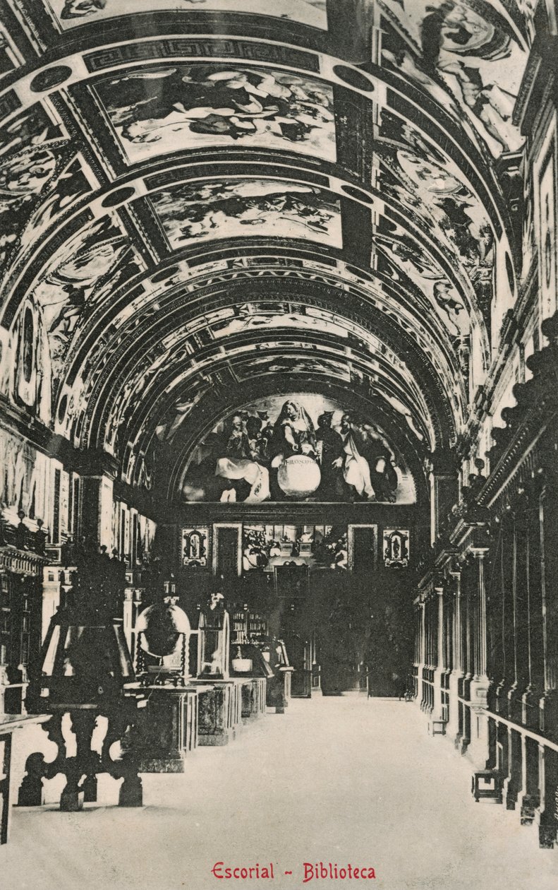 スペイン、エル・エスコリアル図書館（モノクロ写真） 作： スペインの写真家