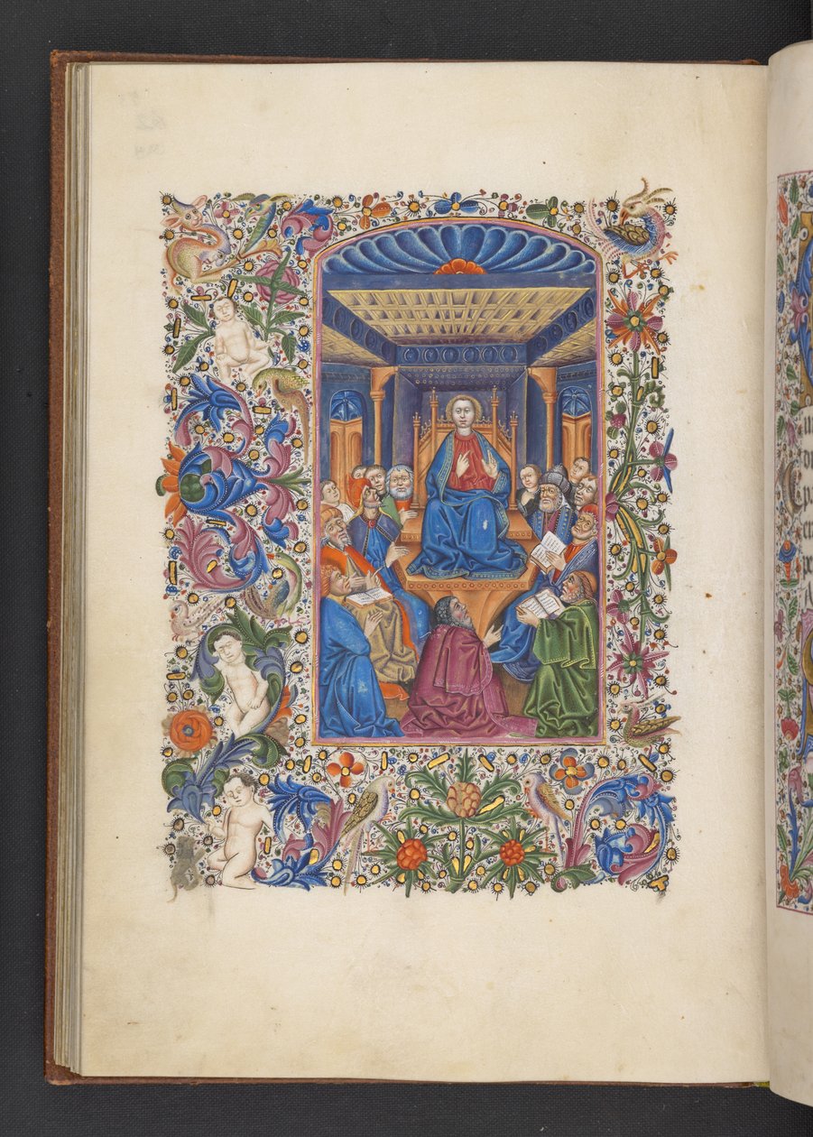 「Book of Hours」から MS 50004 f.53v Christ を Doctors に追加 (ベラムにインク、カラー、ゴールド) 作： スペイン語学校