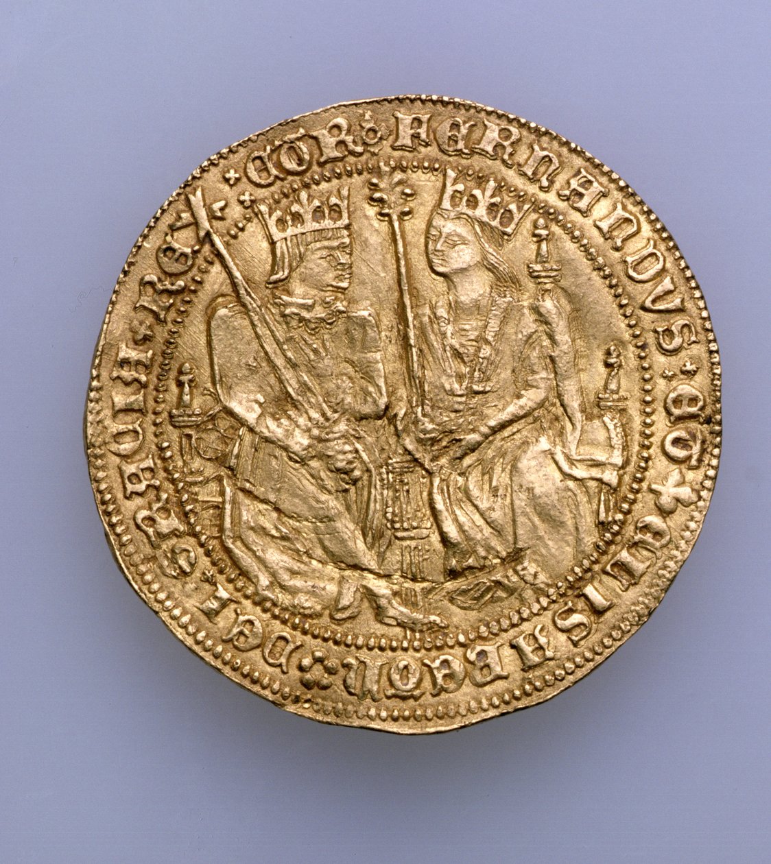 アラゴンのフェルディナンド2世（1479-1516）とカスティーリャのイザベラ（1474-1504）、セビリアミント、1475（金）（168056を参照） 作： スペイン語学校
