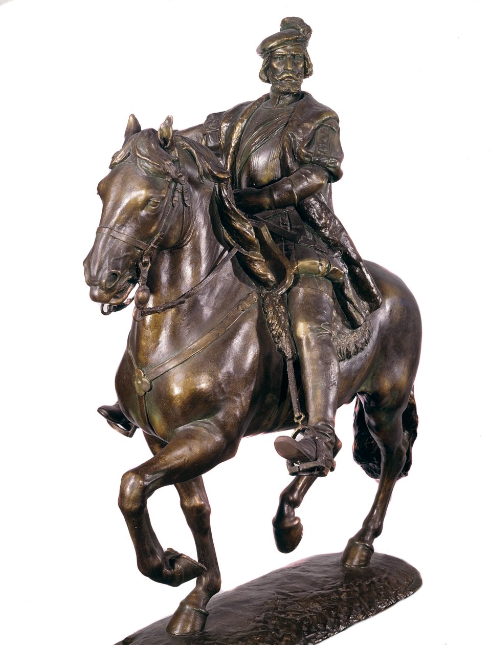 スペインのコンキスタドール、エルナン・コルテス（またはコルテス）（1485-1547）の騎馬像。16世紀の匿名のブロンズ彫刻。マドリード、アルミー美術館 作： スペイン語学校