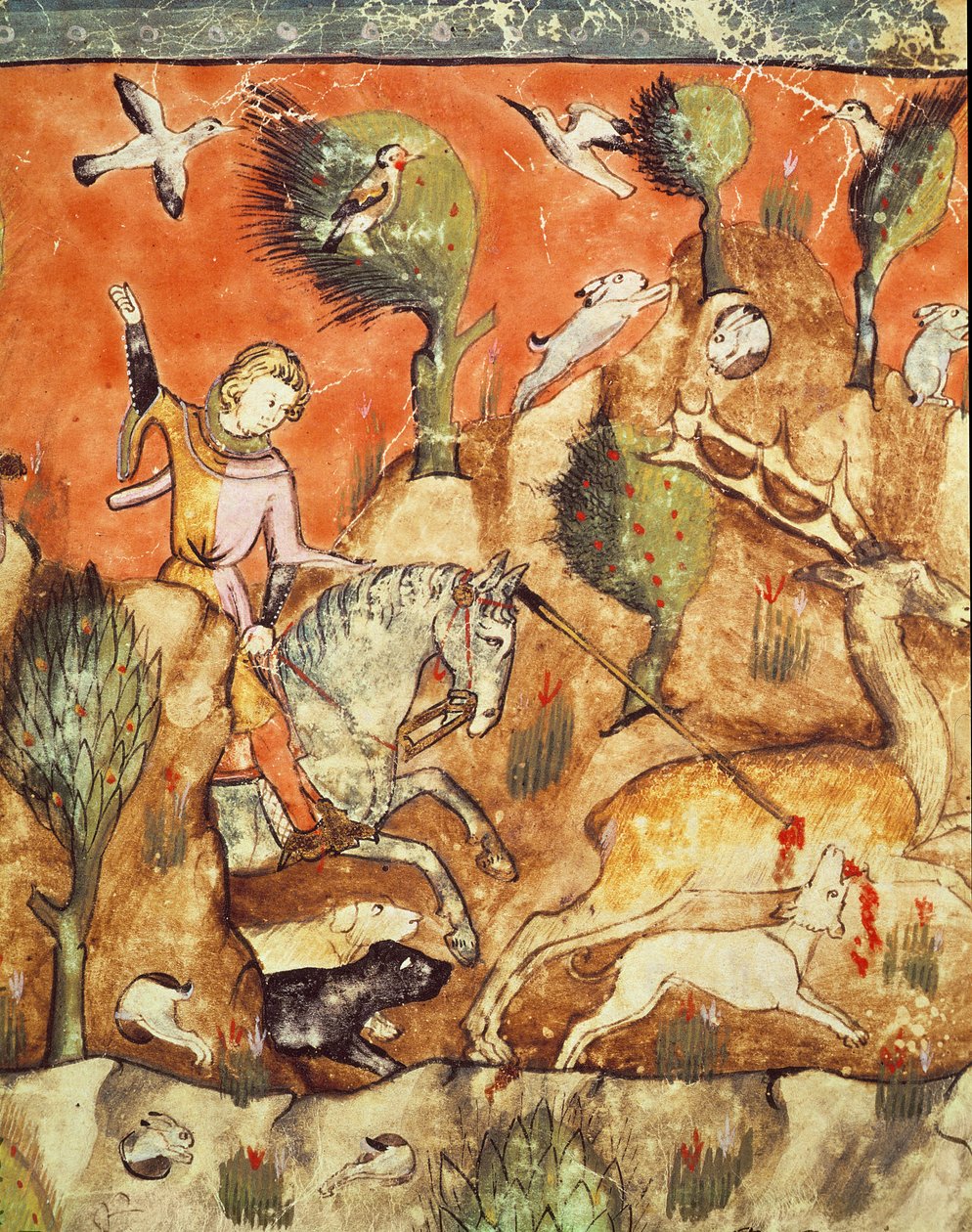 Fol.178vコーデックスベニートサンタモーラの鹿を追いかけるハンター 作： スペイン語学校