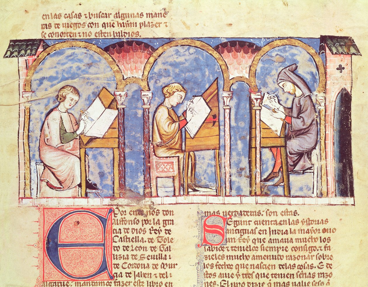 Fol.1v Games Table Makers、Book of Games、Chess、Dice and Boards、1282より 作： スペイン語学校
