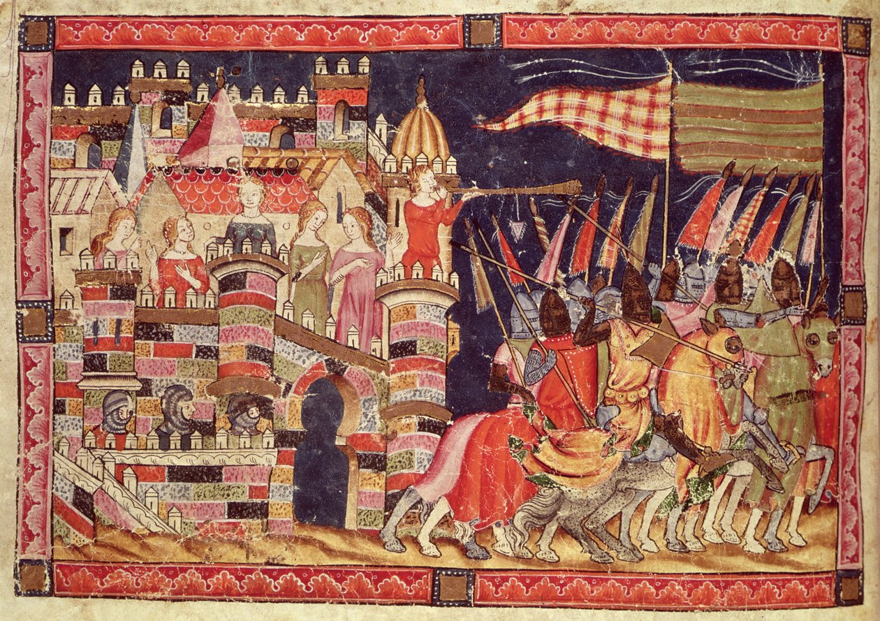 Fol.86vコーデックスベニートサンタモーラの戦いに向かうトロイの木馬 作： スペイン語学校