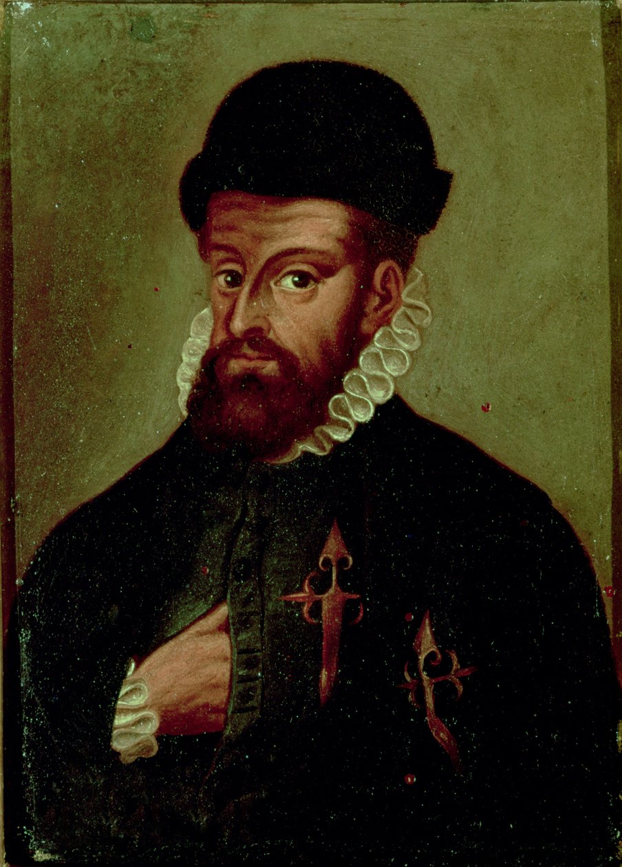 フランシスコ・ピサロ (1478-1541) スペインの征服者 (パネルに油彩)