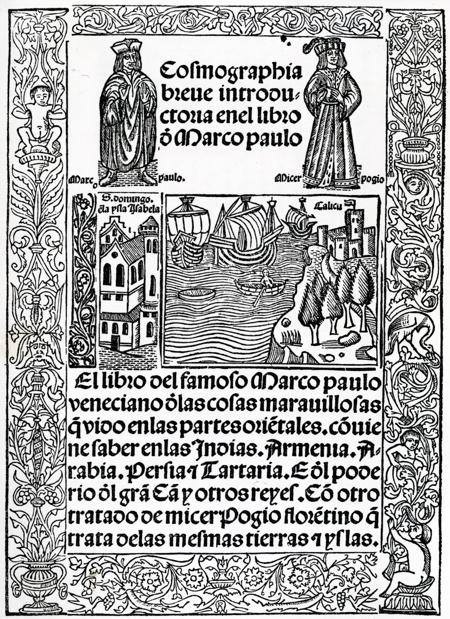 ロドリゴデサンタエラが翻訳したマルコポーロの旅の最初のカスティーリャバージョンの口絵、1503年公開 作： スペイン語学校