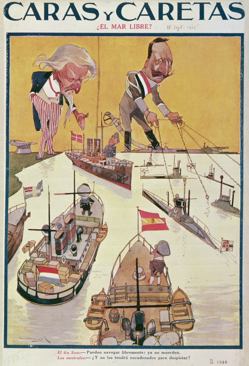 1915年の第一次世界大戦時のカイザーとアンクルサム 作： スペイン語学校