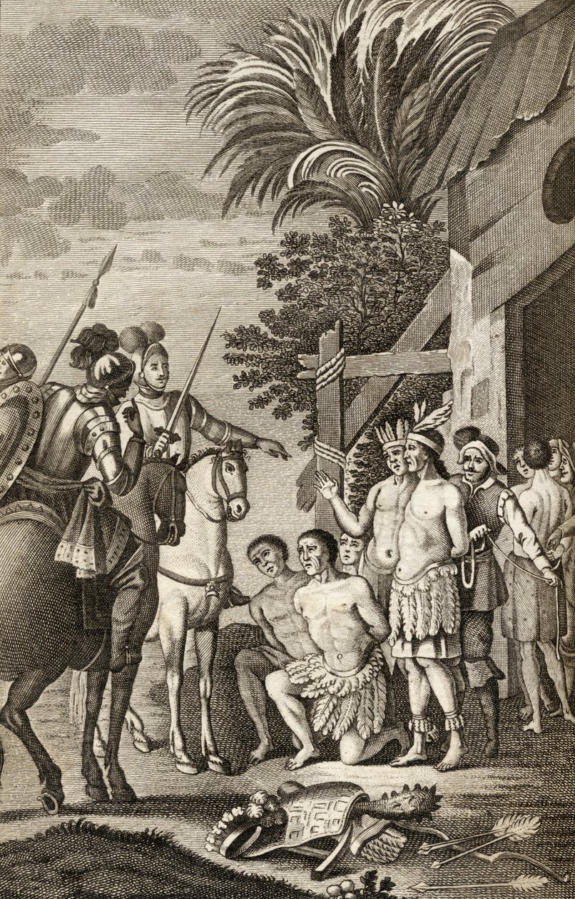 「ラアラウカナ」からのアロンソデエルシーリャによるスペインのチリの征服、1827年にバルセロナで公開（彫刻） 作： スペイン語学校
