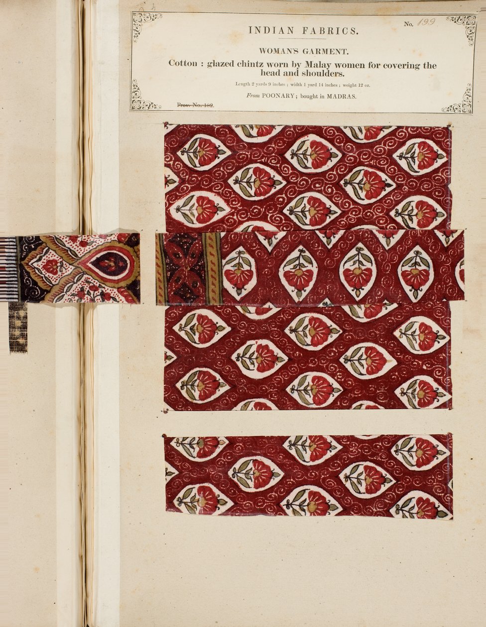 1866年に出版されたジョンフォーブスワトソンによる「インドの繊維製造業者のコレクション」からマドラスで購入した、Poonaryからのコットングレーズチンツサンプル 作： スリランカの学校