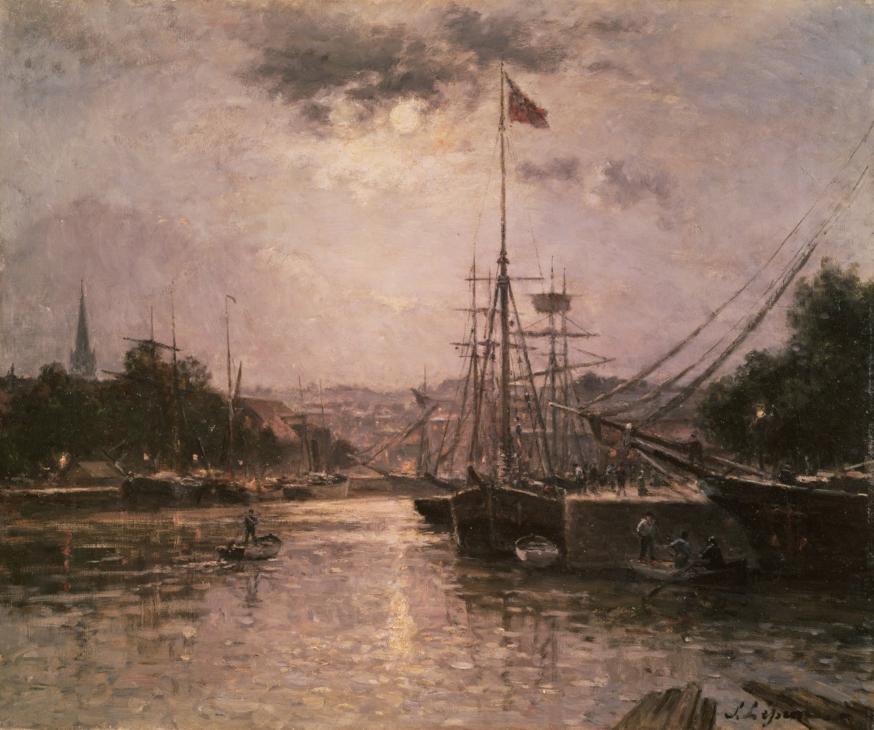 カーン港の眺め、1889年 作： スタニスラス・ビクター・エドゥアール・レパン
