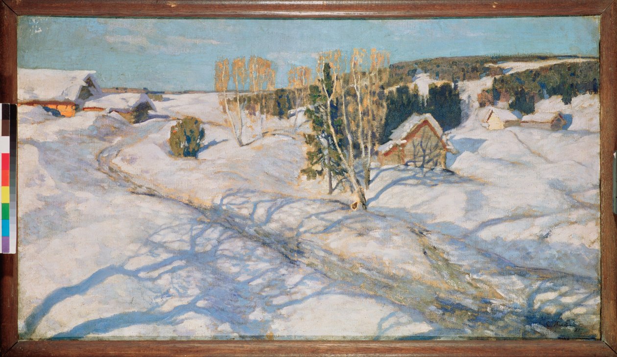 青い雪。 スタニスラフ・ユリアノビッチ・ジュコフスキー（ジュコフスキー）（1873-1944）による絵画、キャンバスに油彩 作： スタニスラフ・ユリアノビッチ・ジョコフスキー