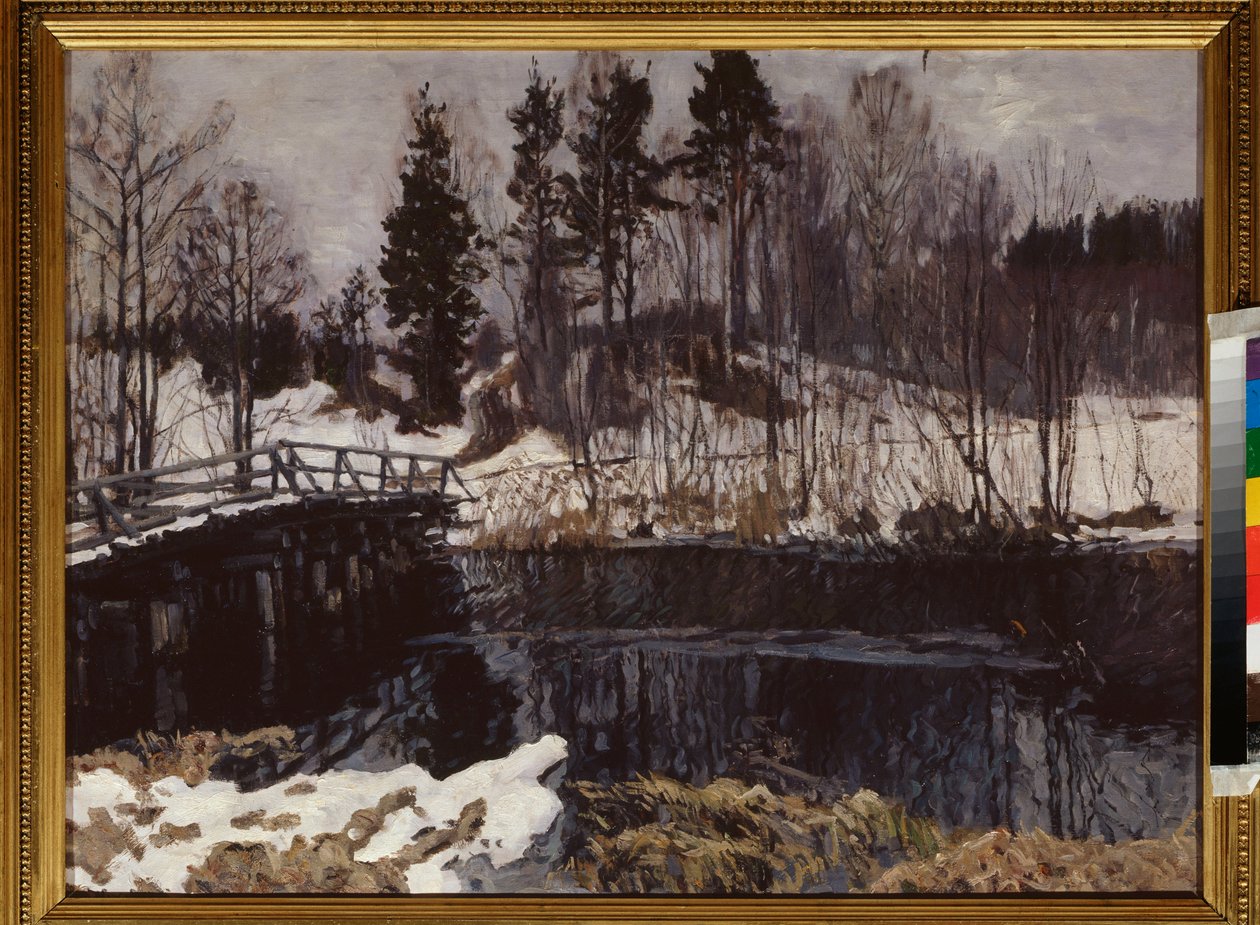 春。 スタニスラフ・ユリアノビッチ・ジュコフスキー（ジュコフスキー）（1873-1944）による絵画、キャンバスに油彩。 ロシア美術、20 世紀初頭、アール ヌーボー、モダニズム。 国立カレリア共和国美術館、ペトロザヴォーツク (ロシア)。 作： スタニスラフ・ユリアノビッチ・ジョコフスキー