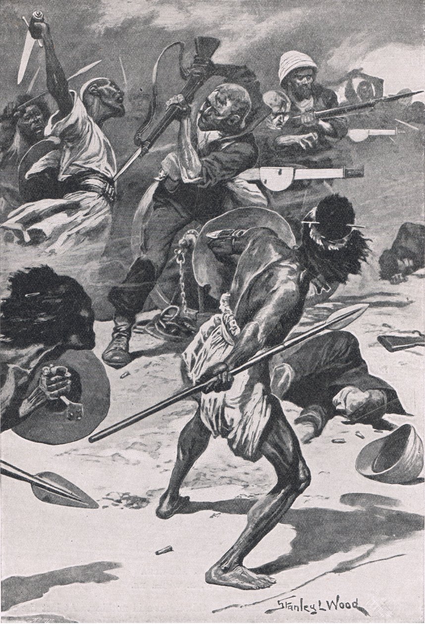 1885年1月17日のアブクレアの戦い1915年の陸と海でのイギリスの戦いのイラスト 作： スタンリー・L・ウッド