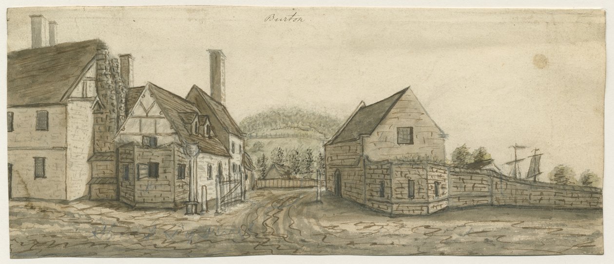 バートンアポントレント修道院：水彩画、ND [c 1795] 作： ステッビングショー