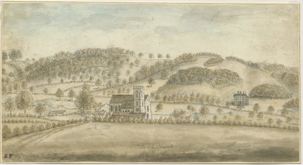 コルウィッチ教会とオークエッジハウス：水彩画、nd [1762-1802]（絵画） 作： ステッビングショー