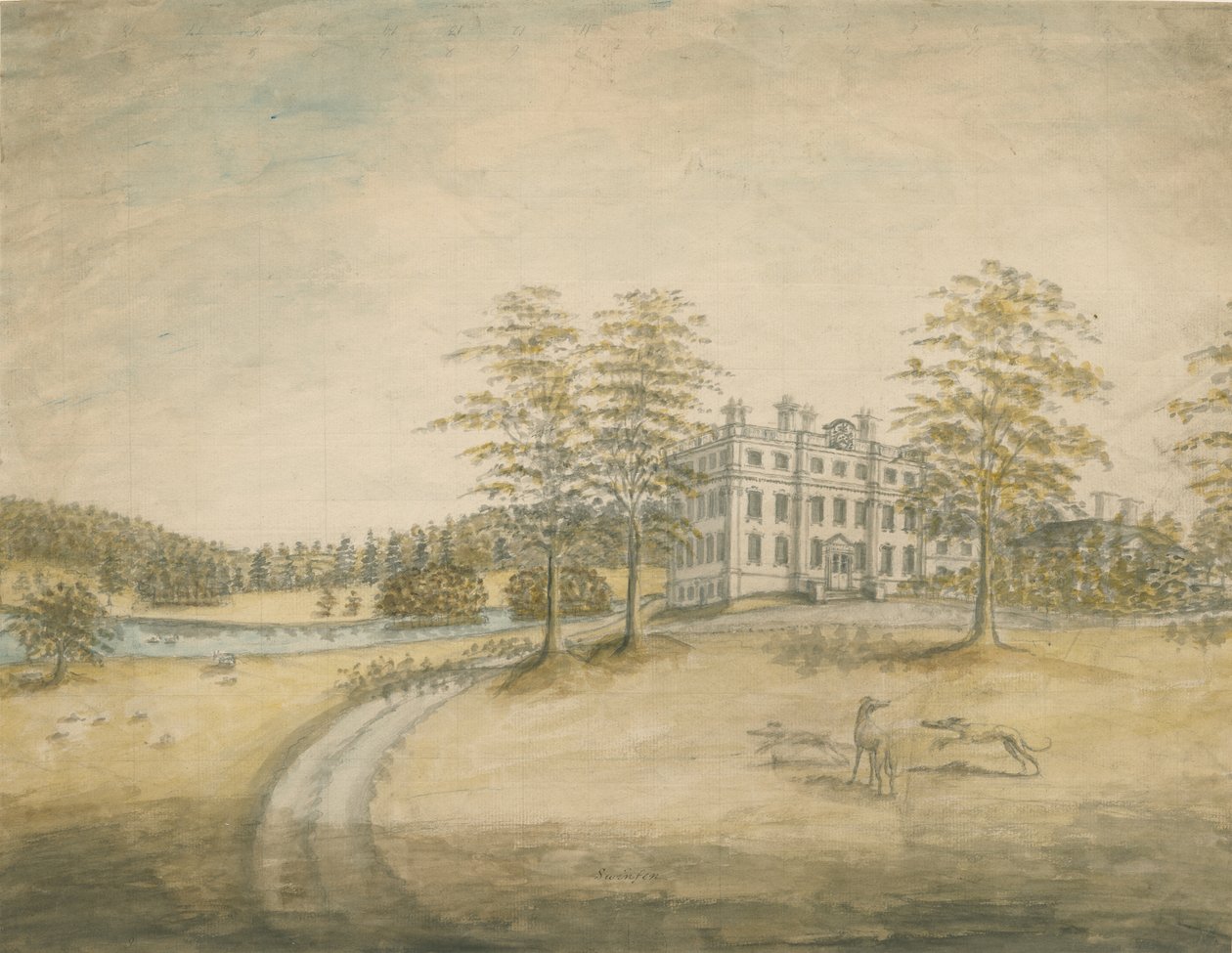 スウィンフェンホール：水彩画、ND [c 1762-1798] 作： ステッビングショー