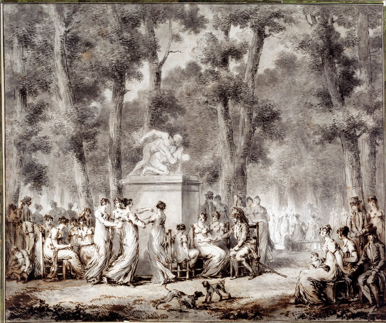 Näkymä Tuileriesin terassille vuonna 1807 Maailman uloskäynti puistoon. Jean Pierre Norblin De La Gourdainen (1745-1830) piirustus 作： ステファン・ユリウス・ノルブリン・デ・ラ・グルデーヌ