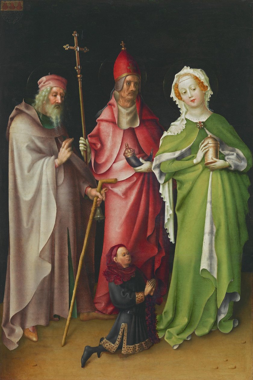 Flügel des Weltgerichtsaltares: Hl. Antonius, Papst Cornelius und Maria Magdalena mit einem Stifter 作： ステファン・ロックナー