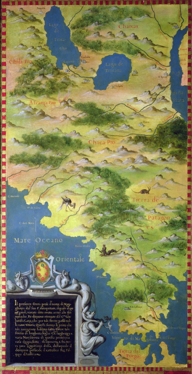 マゼラン海峡の地図 作： ステファノ・ボンシニョーリ