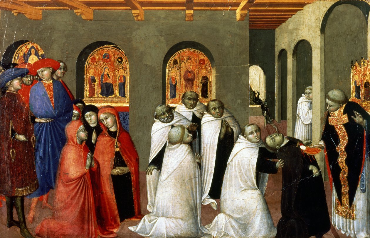 聖餐式の祭壇のプレデラからの聖秘跡の奇跡、1423年（tempera on panel） 作： ステファノ・サセッタ