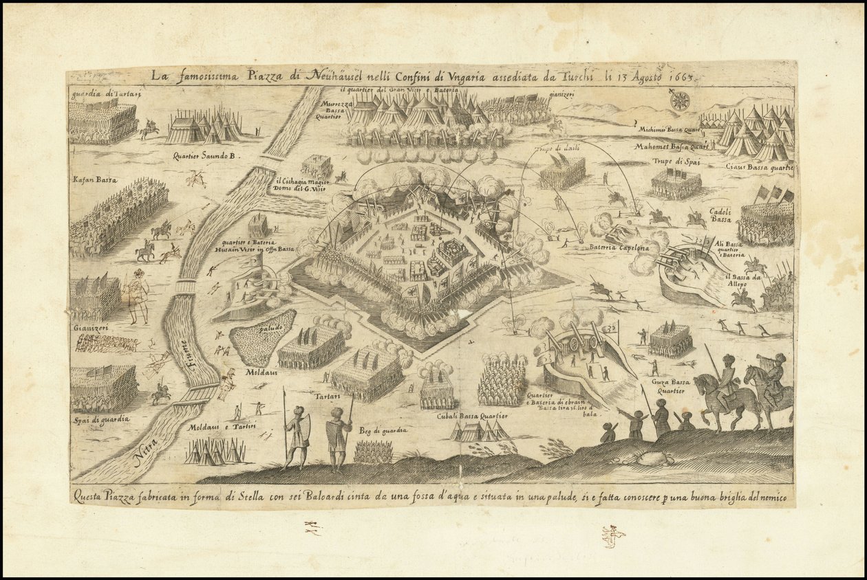 1663年8月13日、トルコ軍に包囲されたハンガリー国境のノイハウゼルの有名な広場 作： ステファノ・スコラーリ