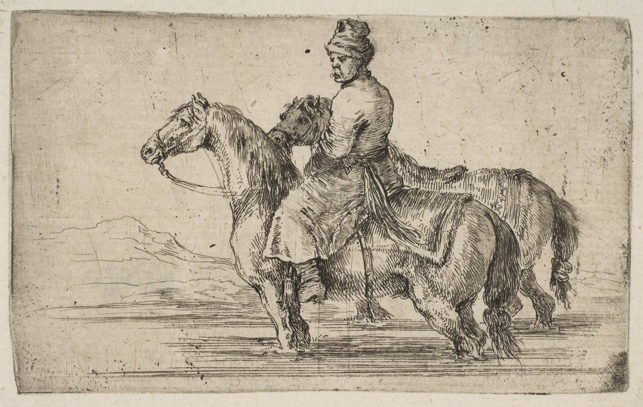 ポーランドの新郎の入浴馬、およそ。 1662。 作： ステファノ・デラ・ベラ