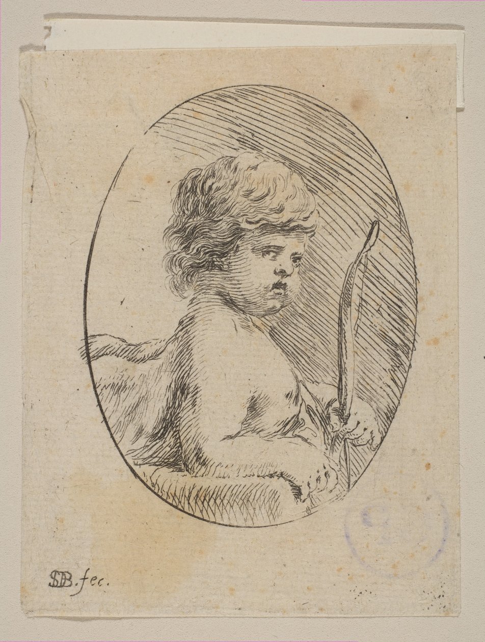 弓を持った小さなキューピッド、「さまざまな人物と落書き」より Diverses Figures et gr..., ca. 1646年。 作： ステファノ・デラ・ベラ