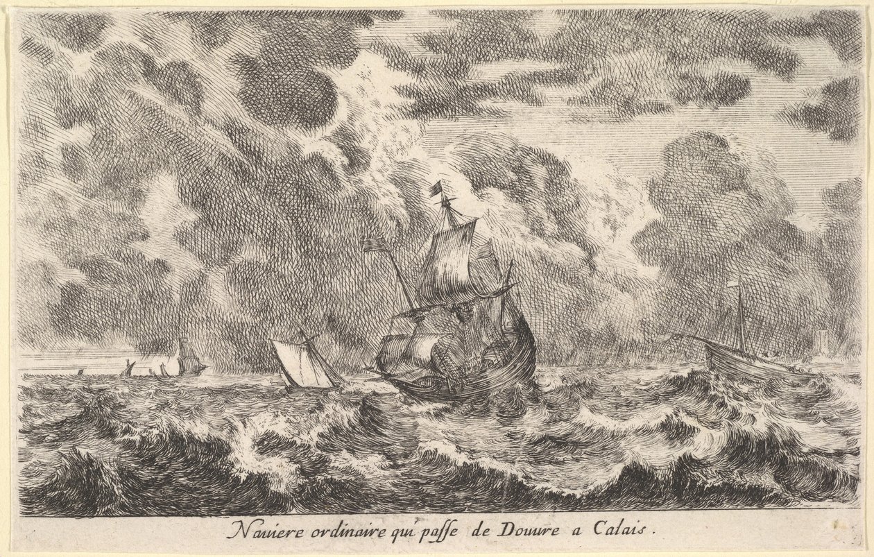 DouvreとCalais Naviereの間を移動する普通の船。通常のqui passe de Douv ...、1647年。 作： ステファノ・デラ・ベラ