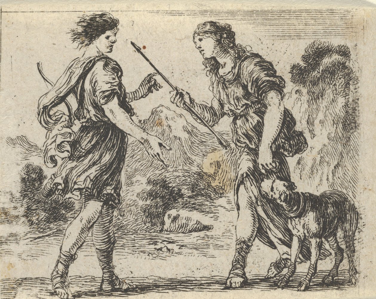 「神話のゲーム」ジュ・ド・ラ・ミソロジー、1644年からのケファルスとプロクリス。 作： ステファノ・デラ・ベラ