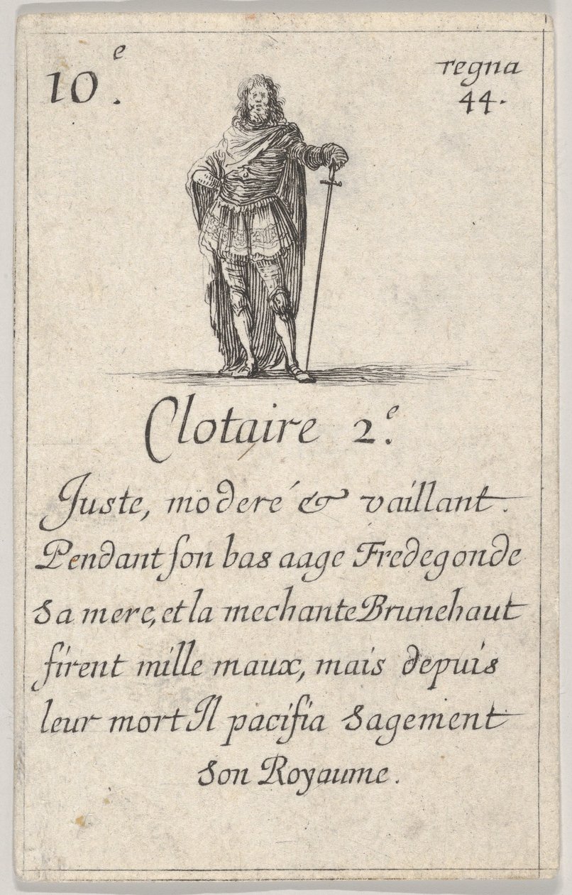 Clotaire 2.-e Juste、moderé...、from the King of of France Jeu des Rois de Fran ...、1644 作： ステファノ・デラ・ベラ